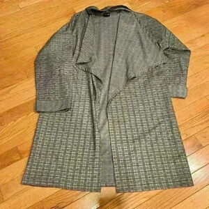 Free Press Women's Open Front Long Knit Trench Coat Gray/Black Size M